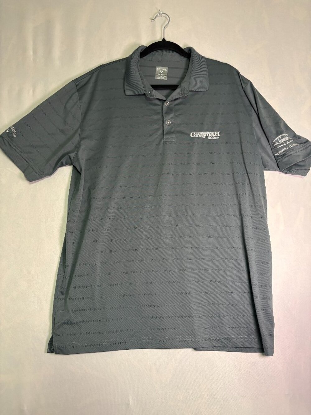 Callaway Opti-Dri Men's XL Grey Striped Golf Polo Graybar Logo